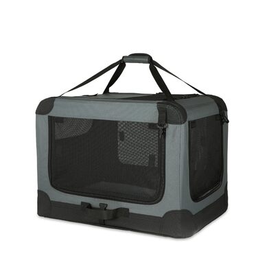 Клітка-переноска для котів та собак Amazon Basics 4-дверна, сіра, розмір S (66x46x46 см)