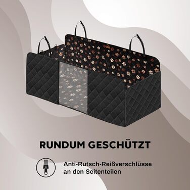 Захист для заднього сидіння автомобіля для собак від Hainberger: водовідштовхувальний, стійкий до подряпин, з боковими захистами та оглядовим вікном, 4-в-1, 137x147 см (з малюнком)