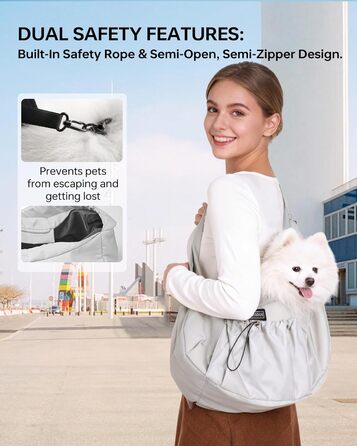 Сумка-переноска для собак та котів, широкі підплічники, регульована, ергономічна, сіра, до 5,4 кг