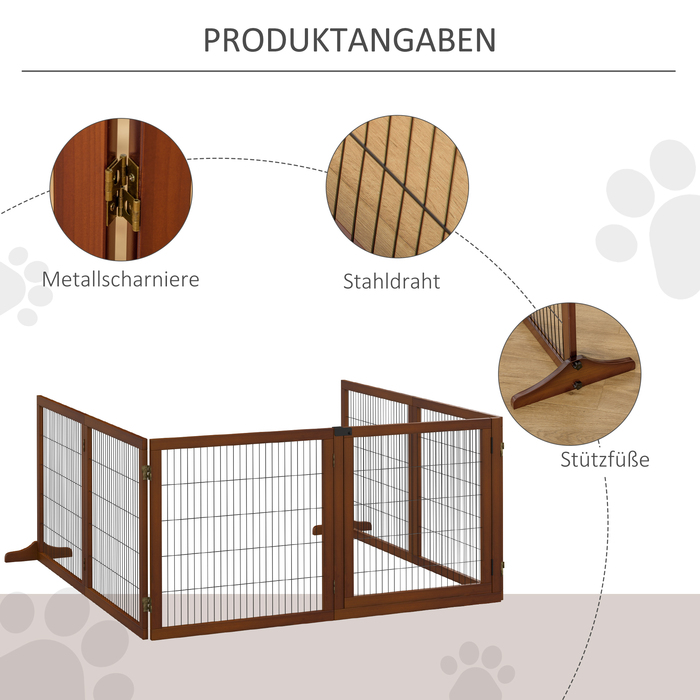 PawHut Barrier Dog 6 штук, складні ворота 432 x 70 см з 2 опорними ніжками, окремо стоячі ворота для собак, сходові ворота для середніх собак, для передпокою, сходи, кава | Аосом