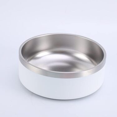 Glow Pups Біла миска для собак, подвійні стінки, ізольована, нековзна, 1,8 л, нержавіюча сталь