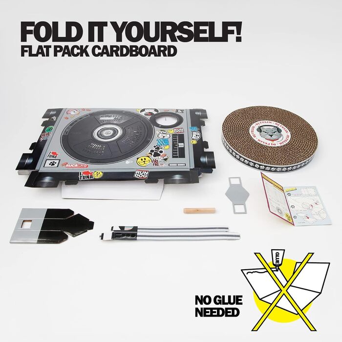 SUCK UK Картонний програвач для котів | Іграшка для котів | Програвач & DJ мікшер | Дряпалка | Дряпальний мат | Котові іграшки | Коти | Кошенята