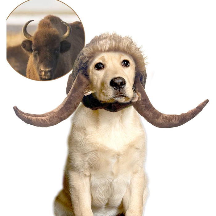 Перука-ріг для костюма собаки, косплей, голова бика, демон для святкування Дня подяки та Різдва