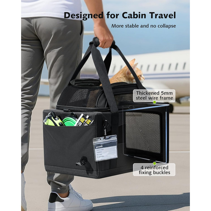 Транспортна сумка для котів Pecute - переноска для котів та маленьких собак, складана, легка, для подорожей, зелена (сіра)