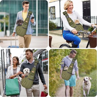 Сумка-переноска для собак CUBY, регульована, двостороння, для маленьких та середніх порід, з безпечним ременем, кишенею на блискавці, знімною підстилкою та підкладкою на плече, зелена, оновлена