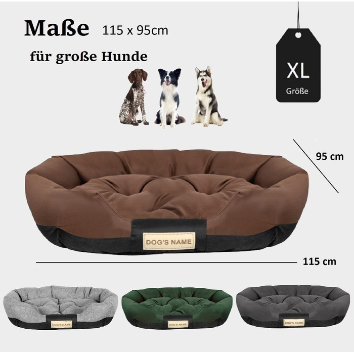Ліжко для собак XL 115x95 см, коричневе, персоналізоване, вологостійке, миється. Для великих собак.