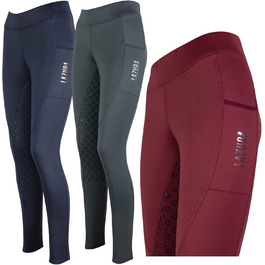 Лазура - Теплові термо-легінси для їзди верхи для жінок та дітей Thea | Легінси з силіконовим повним захопленням | теплі зимові штани для верхової їзди з комфортним поясом та кишенею для телефону | Екіпірування для верхової їзди в багатьох кольорах та розмірах 152-158 Темно-синій