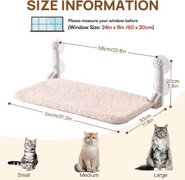 Крісло-гамак для котів EWOOFUN, 54x30 см, коричневе, М - крісло-ліжко на віконний підвіс, міцне, до 18 кг