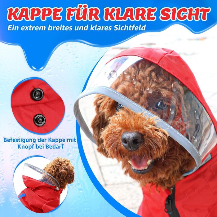 Водонепроникний дощовик для собак Eyein з капюшоном, отворами для шлейки та світловідбиваючими смугами, зручний у пранні та зберіганні, для маленьких собак
