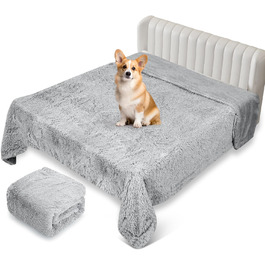 Водонепроникний коврик для собак, плюшевий та м'який, 152x127 см, великі породи, великий розмір, серпа фліс, захисний коврик для собачого дивана, сірий XL (152x127 см)
