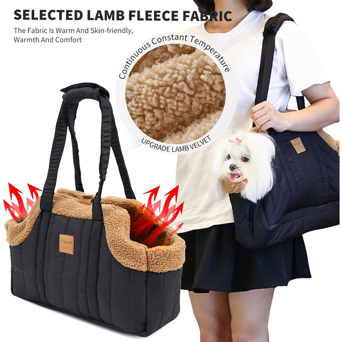 PETCUTE Сумка-переноска для собак і котів, чорна, з карабіном, складна, для маленьких тварин