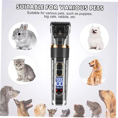 HEMOTON Набір для стрижки тварин: бездротова машинка для собак та котів з LCD-дисплеєм, тиха, миється, акумуляторна