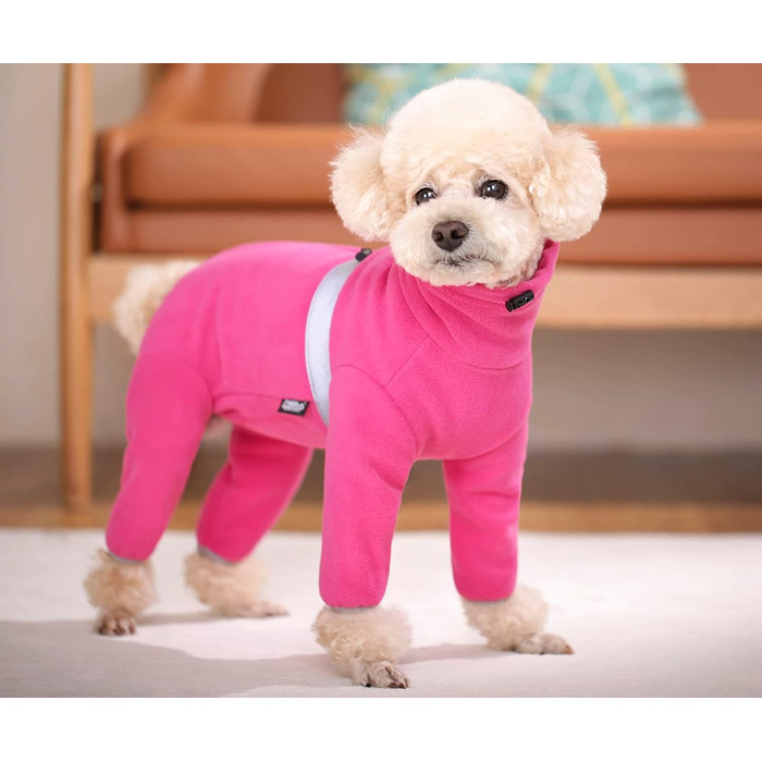Зимовий комбінезон для собак YRRYGN, теплий флісовий костюм з кільцем D, для маленьких собак, світло-коричневий, розмір L (Hot Pink, XL)
