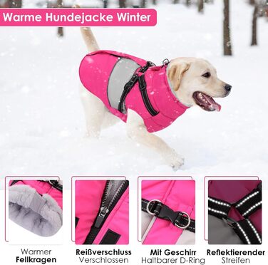 Водонепроникний теплий зимовий одяг для собак AOFITEE, рожевий, XS/S/M, з жилетом, блискавкою та флісовою підкладкою, для маленьких собак