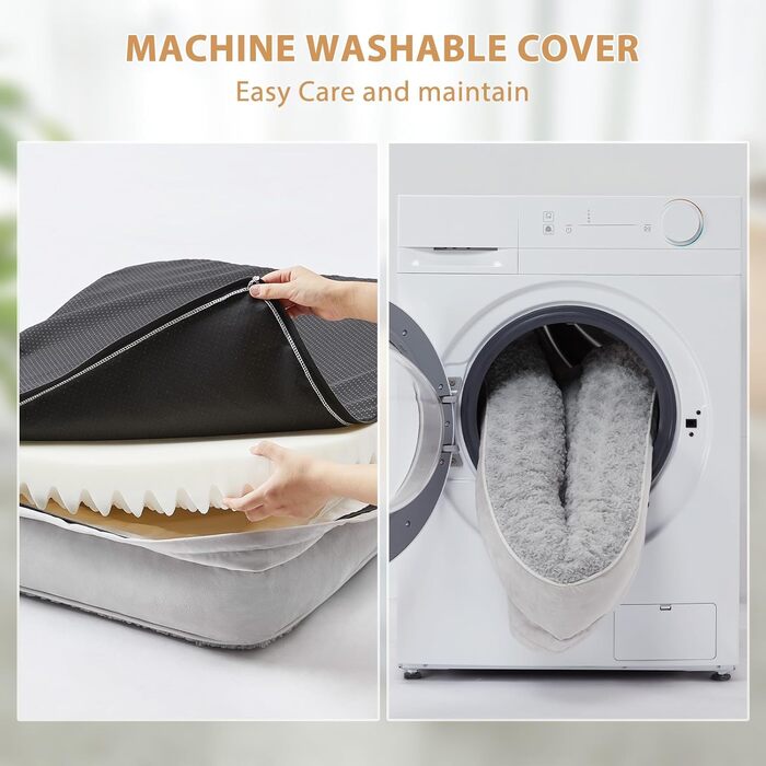 Ортопедичне ліжко для собак великих порід BFPETHOME, водонепроникне, знімний та пральний чохол, велике ліжко для тварин з водонепроникним наповнювачем та антиковзаючою основою, 91x61x20 см, сріблясто-сірий