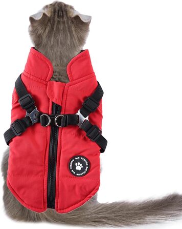 Зимова куртка для собак, флісова, водовідштовхувальна, тепла, для цуценят та собак різних розмірів (червона, S)