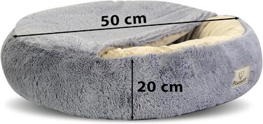 Кругле ліжко для собак та котів Zotteliges з балдахіном, сірого кольору (50 см)