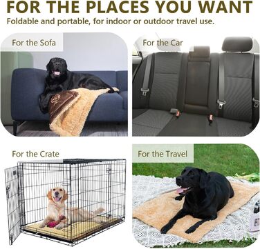 Килимок для собак, лежанка Comfy, великі породи, миється, плюш, стильний, лежанка для домашніх тварин, собача ковдра, двосторонній килимок (110x70cm) -2 (50x70cm, Коричневий-1)