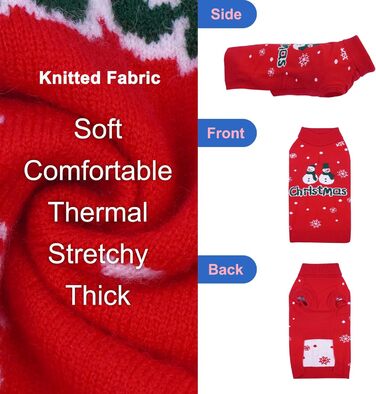 Святковий пуловер для маленьких собак – теплий, м'який, без рукавів, з принтом сніговика, для прогулянок, червоний, розмір M, Getaway Solids