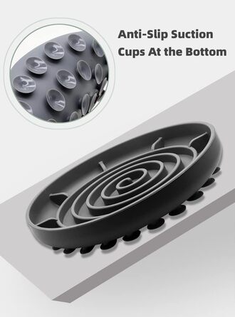 Антислизький насадковий миска для собак та котів, Slow Feeder, силікон, велика, сіра