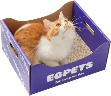 Котяча картонна когтеточка EGPETS, велика, міцна, знімна підкладка, фіолетова