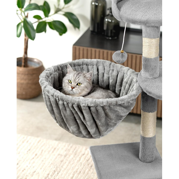 Крісло-гніздо для кота з м'якого плюшу на котячий будиночок, Ø 40 см, глибина 25 см, зручне ліжко для будь-якого котячого будиночка з різьбленням M8, міцний металевий каркас для котів будь-якого розміру, світло-сірий
