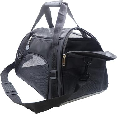 Переноска для котів та собак, м'яка, портативна, складана, схвалена авіаперевізниками (Mittel, чорний)