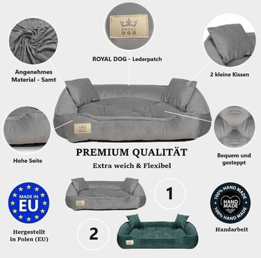 Ортопедичне ліжко для собак великих порід King Dog: зелений велюровий кошик для домашніх тварин, 115 x 95 см, легко миється, силіконова наповнювач