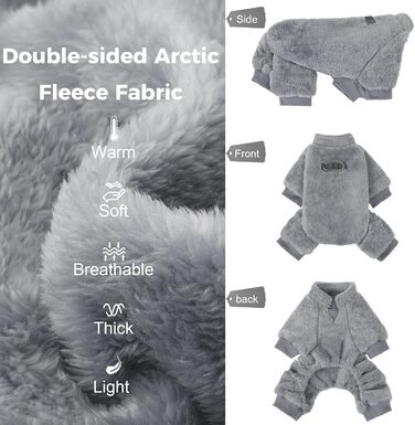 Піжама для собак, теплий зимовий светр з вельвету, для цуценят та маленьких/середніх тварин (собаки, коти), колір зелений (Large, сірий)