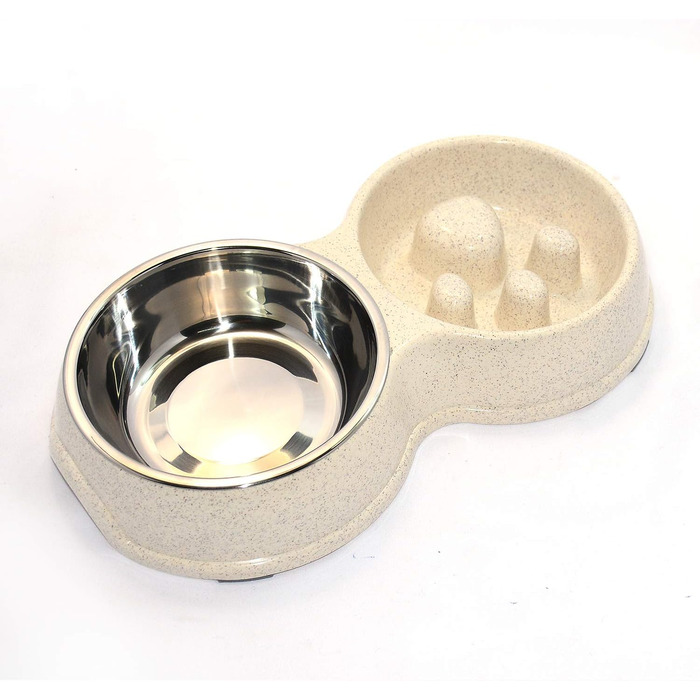 Миска для собак Frenchie Fress, нержавіюча сталь, інтерактивна, для повільного годування, екологічна, біла