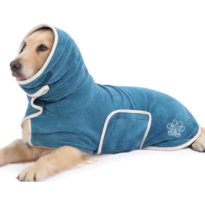 Рушник для собак PETTOM, блакитний, розмір M, мікрофібра, з клямками