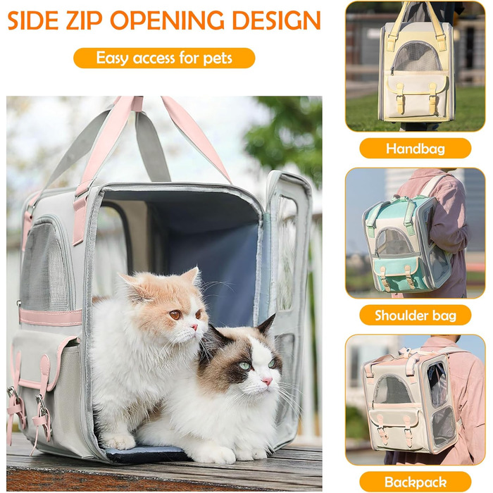 Рюкзак для тварин ALLSOPETS з сітчастим вікном: зручний та дихаючий для котів та собак, ідеальний для подорожей, прогулянок та хандерінгу. Рожевий колір.