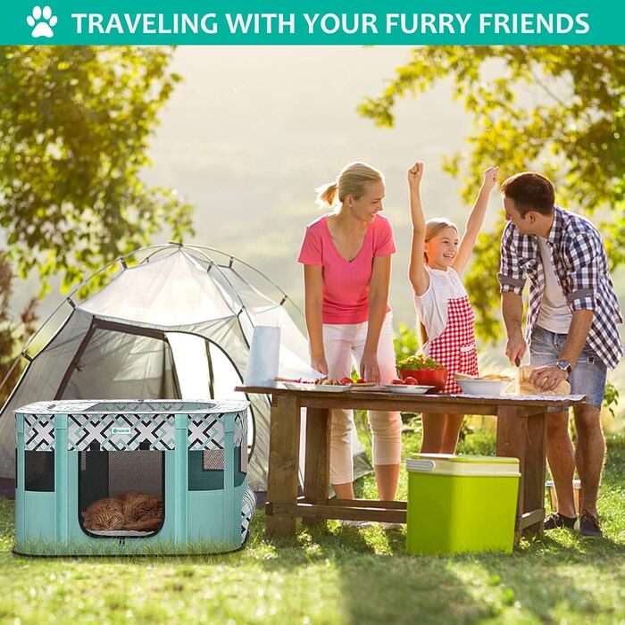 Розкладний вольєр для цуценят, переносний вольєр для тварин, вольєр для цуценят, вольєр для тварин в приміщенні, розкладний вольєр для кошенят, цуценят, кроликів, L (Сірий) (В клітинку, 110 * 85 * 58 см)