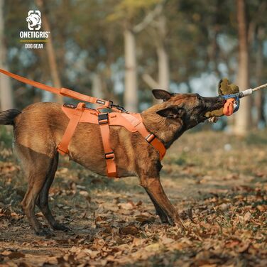 Нагрудник для собак OneTigris T-Bone тактичний, еластичний, з 2 ручками, анти-вислизання, регульований, для полювання, прогулянок, тренувань, активного відпочинку (зелений, M)