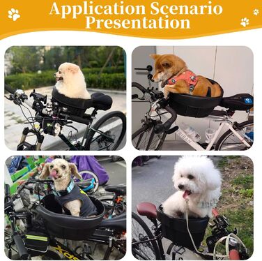 Велосипедний кошик для собак, регульований ремінь безпеки, чорна підкладка, для тварин до 6,8 кг (собаки, коти)