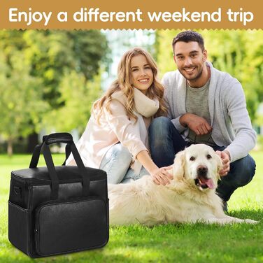 Лававін Чорна дорожня сумка для собак та котів, дорожній набір, з контейнерами для їжі та мисками, схвалена авіаперевізниками