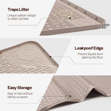 Килимок для котячого туалету Bartuke Katzenklo Matte, великий розмір 101 x 71 см, силіконовий, контролює розсипання, м'який для лап котів, легко миється (Зелений)