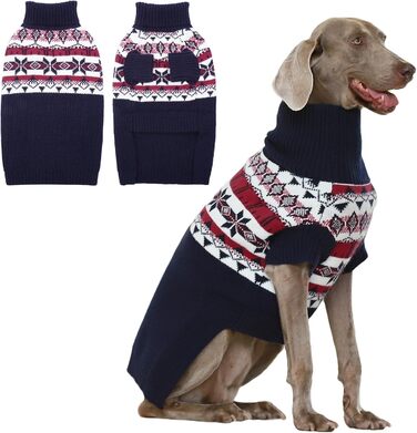 Пуловер для собак IECOii XXL, теплий зимовий пуловер для великих собак, блакитний, з ролетним коміром, для домашніх тварин, на Новий рік, розмір 2XL (обхват грудей 71 см)