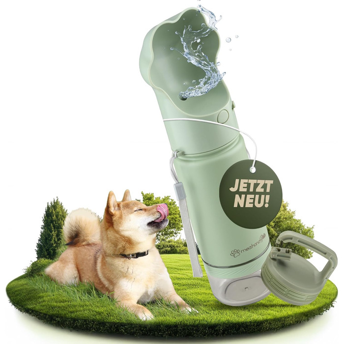 Hana Pets: Поїлка для собак у дорозі з кришкою та контейнером для їжі - ідеальна для подорожей та активного відпочинку. Ізольована фляга з нержавіючої сталі з додатковим кришкою та карабіном.