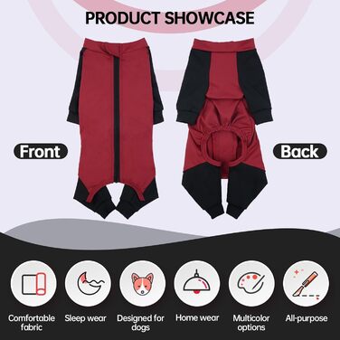 Комбінезон для собак Hjyokuso з ніжками, піжама для собак середніх порід, післяопераційний одяг для собак, червоний