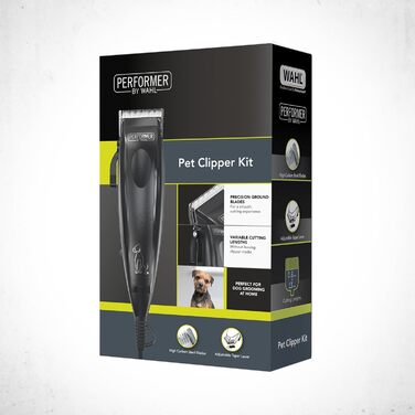 Машинка для стрижки тварин Wahl Performer Pet Clipper: повний набір для догляду за шерстю, леза з вуглецевої сталі, 4 насадки (3, 6, 9, 13 мм), чорний колір