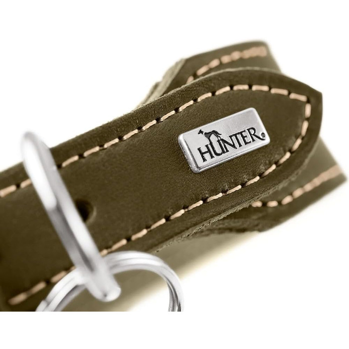 Нашийник для собак Hunter Aalborg ExtraWide оливкового кольору, 50 см, м'яка шкіра, Made in Germany