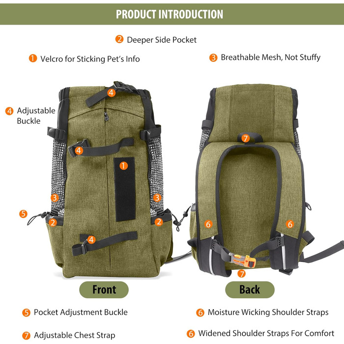 PETCUTE Рюкзак-переноска для собак і котів, рюкзак для подорожей, дихаюча сітка, до 10 кг, світло-коричневий