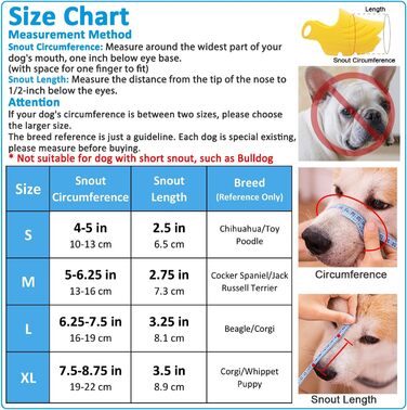 Нашийник-намордник для собак, м'який силіконовий, у вигляді гусені, жовтий, розмір S