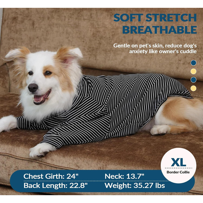 Пуловер для собак середнього та великого розміру Rozkitch, смугастий світшот для домашніх тварин, осінь, зима, весна, Американський стаффордширський терьєр, Сибірський хаскі, Візла, Коргі, чорно-білий L (Обхват грудей: 61-66 см, Довжина спини: 51-53 см)
