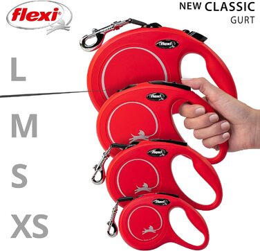 Рулетка для собак Flexi New Classic L, 5 м, червона, до 50 кг