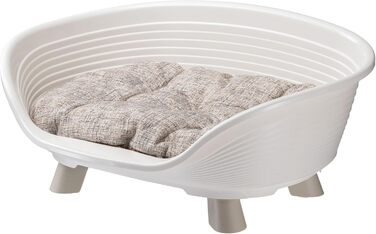Підвищене ліжко для собак та котів Ferplast Throne з бавовняним подушкою, білий, 61.5 x 45 x 26 см