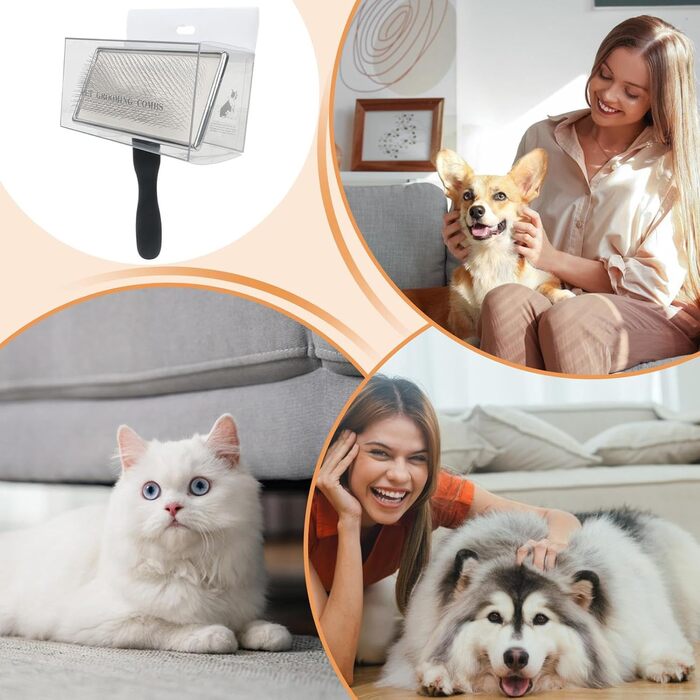 Гребінець для собак та котів з металу: видаляє підшерстя, масажний ефект, інструмент для грумінгу