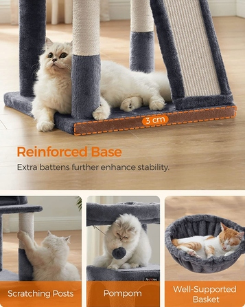 Когтеточка-ліжанка для котів, 96 см, темно-сіра