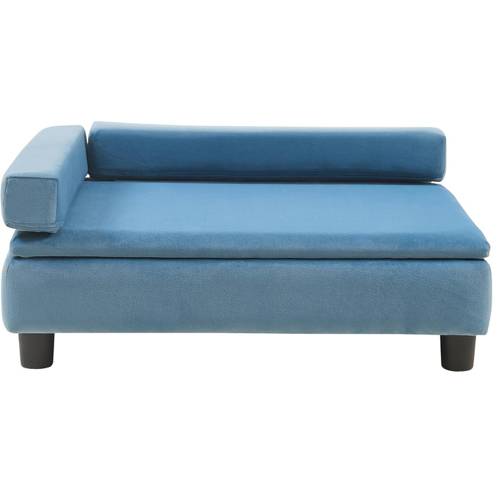 Ліжко для собак та котів en.casa Salkonssad з ящиком для зберігання, 60 x 45 x 24 см, блакитний велюр